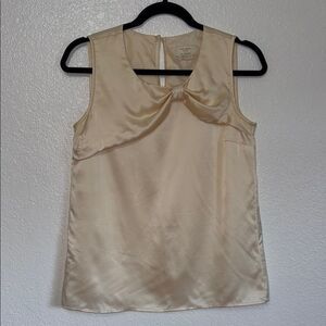 Kate Spade Cream silk holiday big bow retro Sleeveless Top